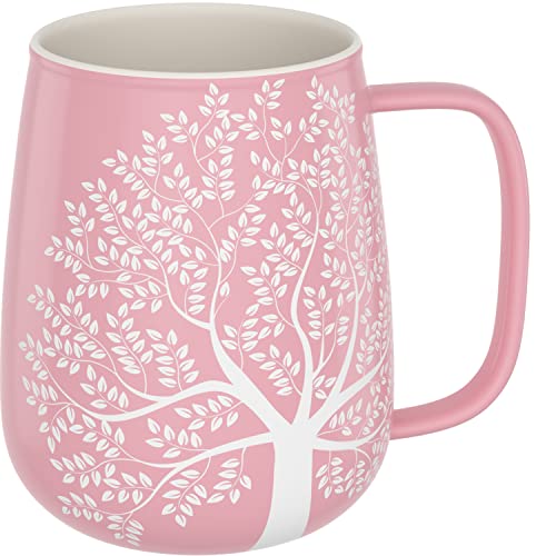 amapodo Tasse groß - Kaffeebecher Porzellan 600ml - Kaffeetasse gross - Geschenke für Frauen - Jumbotasse - Coffee Mug - XXL Kaffee Bürotasse Rosa
