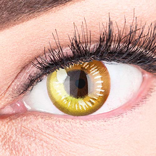 Farbige Gelbe Kontaktlinsen Anime Yellow Circle Lenses Heroes Of Cosplay Stark Deckend Ohne Stärke mit gratis Linsenbehälter