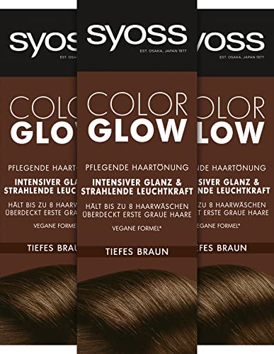 SYOSS COLORGLOW Pflegende Haartönung Tiefes Braun Semi-permanente Coloration Stufe 1, 3er Pack (3x 100ml)