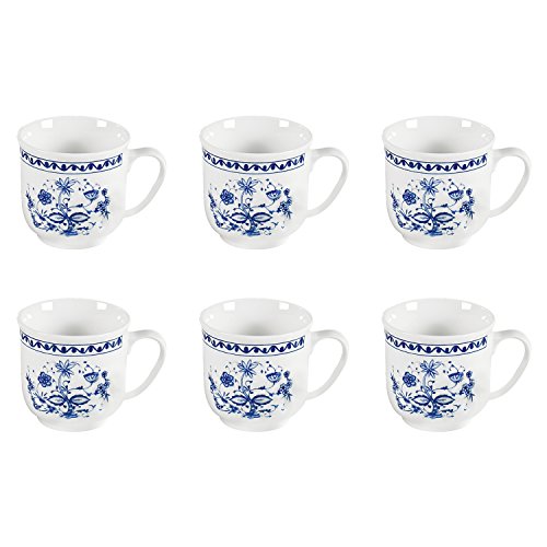 Triptis 1350380674882116 Romantika Zwiebelmuster Kaffeebecher, 300 ml, Porzellan, weiß/blau (6 Stück)