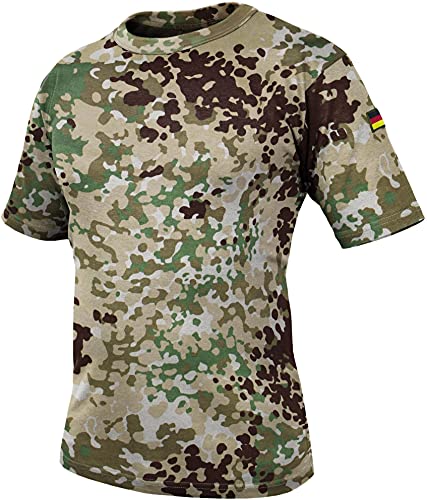 normani Bundeswehr Tropen T-Shirt BW Tropenhemd Unterhemd mit Deutschlandfahnen nach TL BDU Tactical Kurzarm Kampfshirt - OHNE Brustpatch Farbe Flecktarn-Arid Größe XL