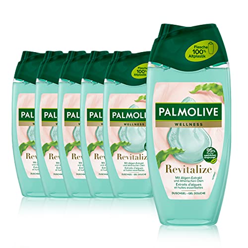 Palmolive Duschgel Wellness Revitalize, 6 x 250ml - mit Algen-Extrakt und ätherischen Ölen