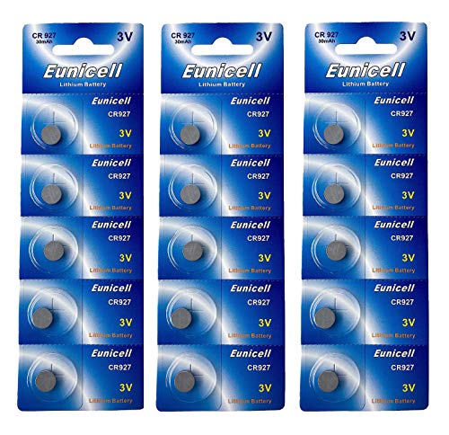 Eunicell 15 x CR927 3V Lithium Knopfzelle 30 mAh (3 Blistercards a 5 Batterien) EINWEG Markenware FBA