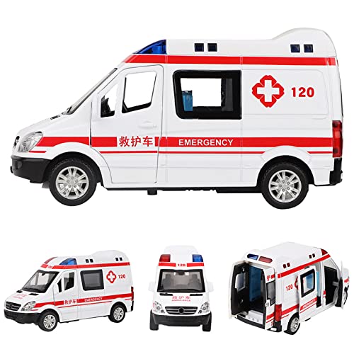 Krankenwagen Modell Spielzeug 1:36 Krankenhaus Rettungswagen Spielzeug Notfallfahrzeug Modell mit Zurückziehen Sound Licht für Kinderspielzeug