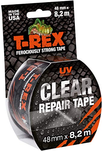 T-Rex 820-48 Clear Klebeband – Transparentes, wetterfestes Folienband für unsichtbares Reparieren & Fixieren – 48mm x 8,2m