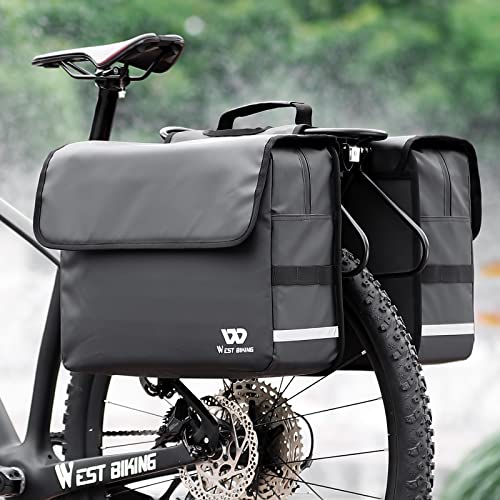 CYCLESPPED Fahrradtaschen für Gepäckträger, 36L großes Fassungsvermögen | wasserdichte Fahrrad Taschen | Fahrradtasche Doppelt Gepäckträger Tasche für Fahrrad mit Reflektorstreifen
