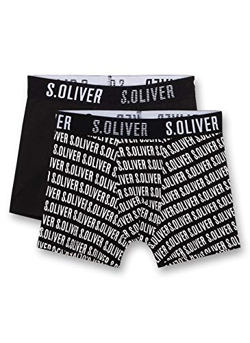 s.Oliver Jungen Shorts im Doppelpack Boxershorts, Schwarz (Super Black 10015), (Herstellergröße: 164) (2er Pack)
