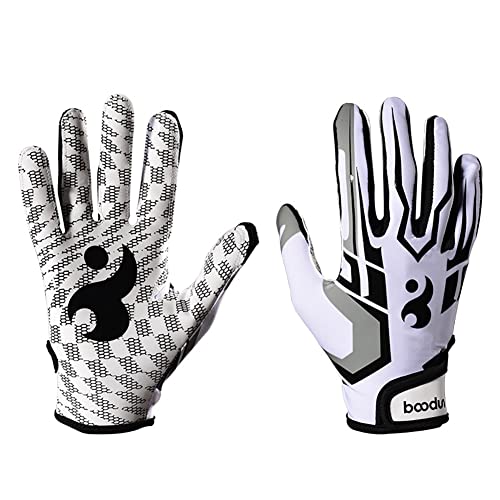 HOMU American Football Handschuhe, Empfängerhandschuhe, atmungsaktiver und Rutschfester Silikon-Griffhandschuh mit verstellbarem Armband für Jugendliche, Kinder
