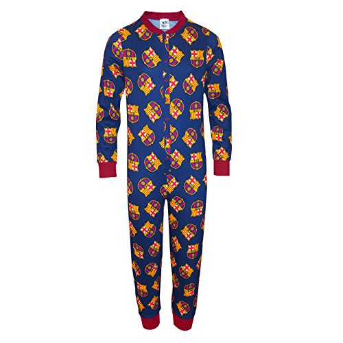 FC Barcelona - Kinder Schlafanzug-Overall - Offizielles Merchandise - Geschenk für Fußballfans - 7-8 Jahre