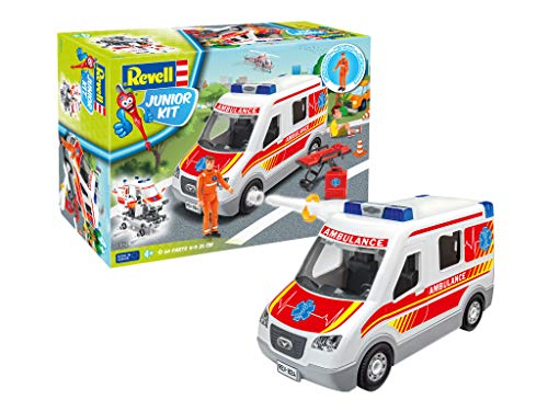 Revell Junior Kit 824 Rettungswagen mit Spielfigur Bauen-Schrauben-Spielen für Kinder ab 4, Mehrfarbig