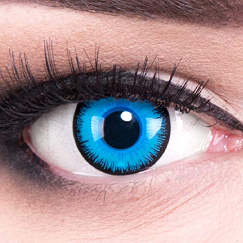Funnylens 1 Paar farbige blaue schwarze Crazy Fun Alper Jahres Kontaktlinsen perfekt zu Halloween, Karneval, Fasching oder Fasnacht mit gratis Kontaktlinsenbehälter ohne Stärke!