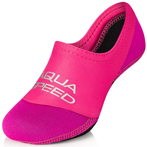 Aqua Speed Aquasocken Mädchen Kinder | Diving Socks Kids Girls | Neoprensocken rutschfest | Wasser Socken elastisch leicht | Strandsocken | Baden | Gr. 24-25, Pink - Hell Pink | Neo