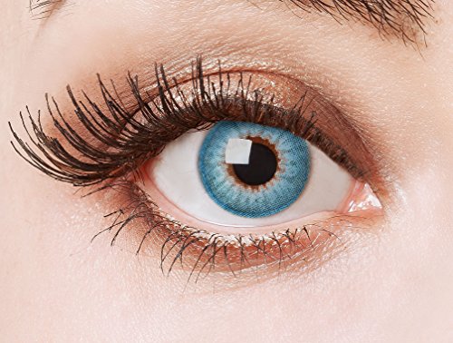 aricona Kontaktlinsen - natürlich blaue Jahreslinsen ohne Stärke - deckende Kontaktlinsen farbig blau ohne Stärke, 2 Stück
