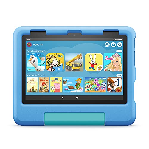 Das neue Fire HD 8 Kids-Tablet, 8-Zoll-HD-Display, für Kinder von 3 bis 7 Jahren, 2 Jahre Sorglos-Garantie, kindgerechte Hülle, 32 GB (2022), blau