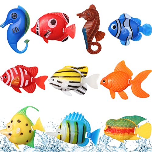 10 Stücke Künstliche Fische Schwimmende Dekorationen für Aquarium Kunststoff Fische Winzige Gefälschte Fische Schwimmend Bewegen Aquarium Ornament Blasen Rohr Zubehör Multi-Farbe