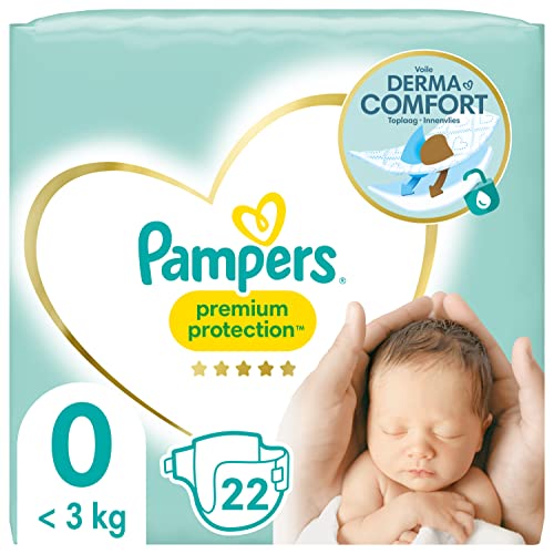 Pampers Baby Windeln Größe 0 (<3kg) Premium Protection, Newborn Micro, 22 Stück, bester Komfort und Schutz für empfindliche Haut