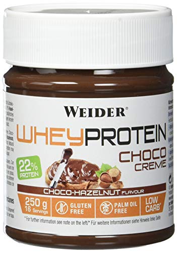 WEIDER Whey Protein Choco Creme, leckerer Schoko-Haselnuss Aufstrich mit 22 Prozent Protein, (12x250g)