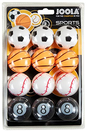 JOOLA Tischtennisbälle Sports Set im Sportdesign 40 MM 3-Stern Trainingsqualität - Gleichmäßiger Ballabsprung, Bunt,