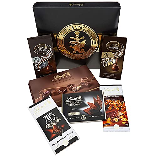 Lindt Schokolade Zartbitter-Schokoladen-Geschenkbox | 847 g dunkle Schokolade | Feinherbe- bis Edelbitterschokolade | Pralinen-Geschenk und Schokoladengeschenk