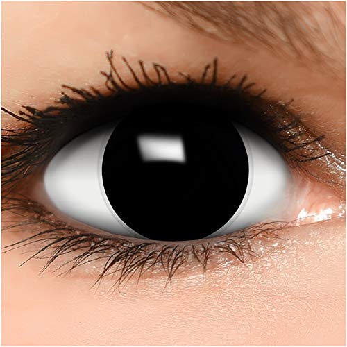 Farbige Kontaktlinsen Hexe in schwarz + Behälter - Top Linsenfinder Markenqualität, 1Paar (2 Stück)