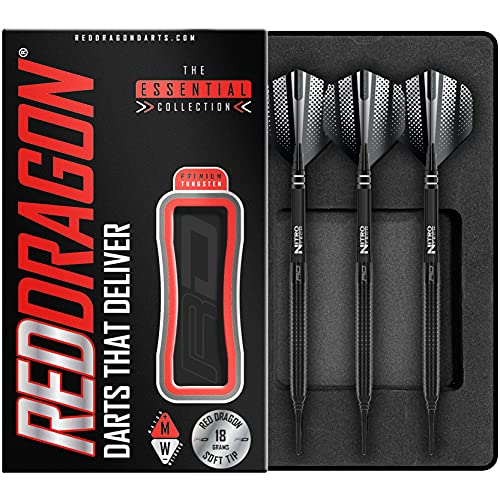 RED DRAGON Razor Edge Black 18 Gramm Soft Tip Dartpfeile Tungsten Profi Steel Darts mit Flights und Schäfte