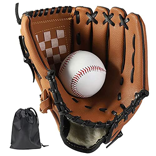 LeapBeast Baseball Handschuhe - Softball Handschuhe mit Einem Ball, Erwachsenen Baseball Training Wettbewerb Handschuh Verdicken Dauerhaft Softballhandschuhe für Kinder Erwachsene (Braun, 10,5 Zoll)