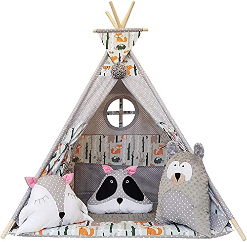 MEGA Tipi Teepee Indianerzelt für Kinder Indianer Spielzelt Zelt Tent Namiot Wigwam Jungen Mädchen Kind (Wald_1)