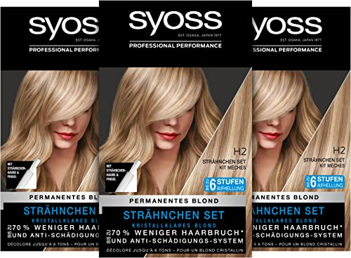 SYOSS H2 Blond Highlights Set bis zu 6 Stufen Aufhellung, 95 ml (3er Pack)