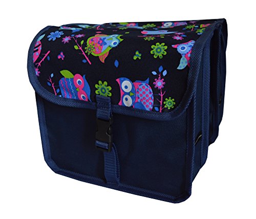 Beluko FAHRRADTASCHE Kinder Satteltasche Gepäckträgetasche Doppel 2 x 5l (4. Mini - Eule dunkel)
