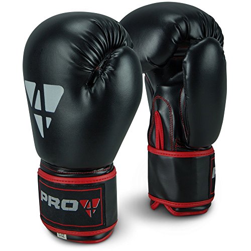 Pro4 Boxhandschuhe Fight - bestens geeignet für Boxen Kampfsport Kickboxen Fitness 8 10 12 14 16 oz unzen schwarz/rot 16oz