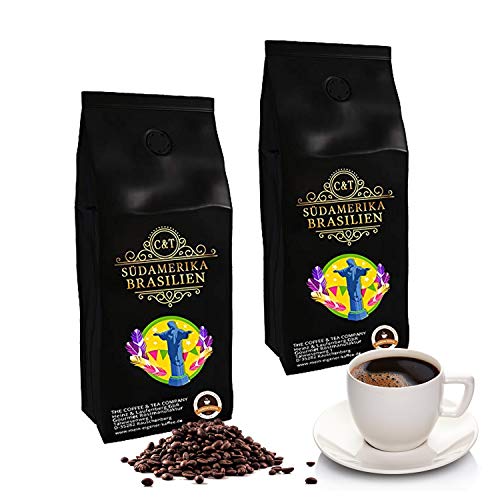 Kaffee Café Crema Brasil, mild & aromatisch, schonende Mischung aus Brasilien ganze Bohne, 1000 g, (2 x 500 g)