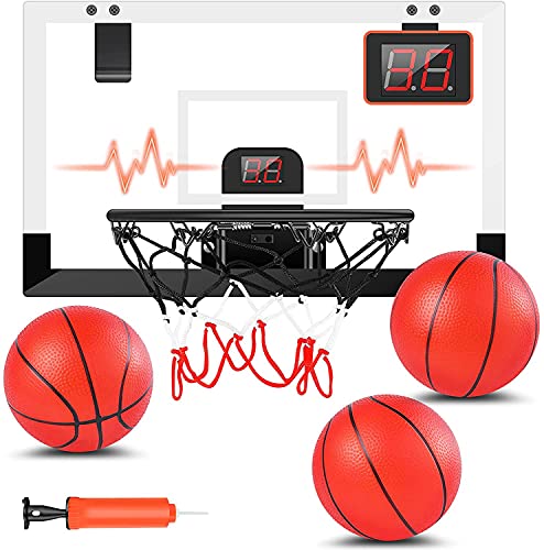 STAY GENT Mini Basketballkorb mit Elektronischer Spielstand Rekord und Sound für Kinder und Erwachsene, Basketball Set mit 3 Ball Indoor fürs Zimmer, Sport Spielzeug Geschenk für Jungen Mädchen