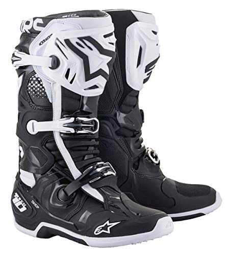 Alpinestars Tech 10 Unisex-Erwachsene Stiefel, Schwarz/Weiß, Größe 09 (Multi, Einheitsgröße)