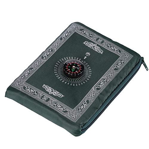 Hitopin Islamischer Reisegebetsteppich mit Kompass, Taschenformat, inkl. Tragetasche, leichtgewichtig, aus Polyester, wasserfest, 60 x 100 cm