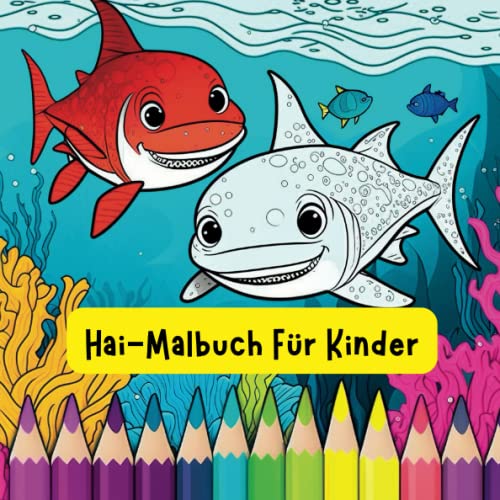 Hai Malbuch für Kinder: Mehr als erstaunliche 40 niedliche Hai-Designs enthalten Fische, Algen und Kräuter zum Ausmalen | ozean malbuch für kinder