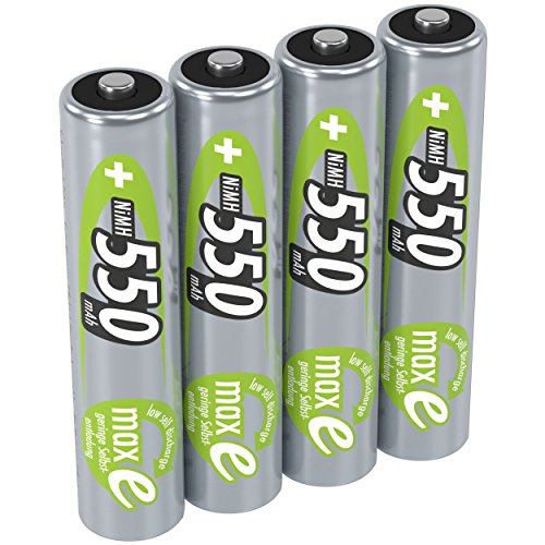 ANSMANN Akku AAA 550 mAh NiMH 1,2 V (4 Stück) - Micro AAA Batterien wiederaufladbare Zellen, maxE gewährleistet äußerst geringe Selbstentladung für jahrelangen Einsatz