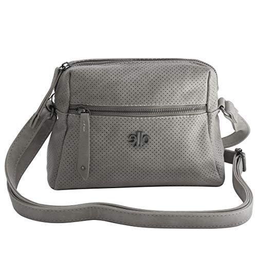 kleine Umhängetasche sehr schick von Jennifer Jones -Handtasche Schultertasche Damentasche (Hellgrau) - präsentiert von ZMOKA®
