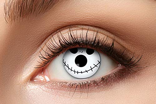 Eyecatcher 84080441-939 - Farbige Kontaktlinsen, 1 Paar, für 12 Monate, Weiß, Schwarz, Karneval, Fasching, Halloween
