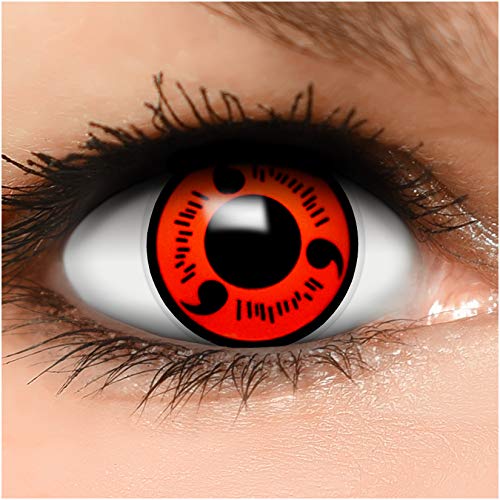 Sharingan Kontaktlinsen Naruto in rot inkl. Behälter - Top Linsenfinder Markenqualität, 1Paar (2 Stück)