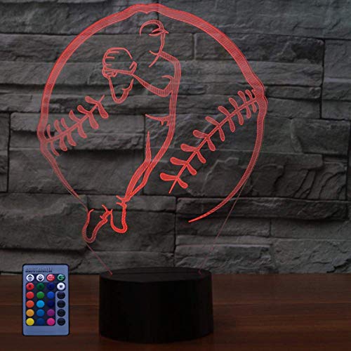HPBN8 Ltd 3D Baseball Lampen Nachtlicht Fernbedienung USB-Kabel 7/16 Farben 3D LED Lampe Formen Kinder Schlafzimmer Geburtstag Weihnachten Geschenke