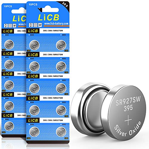 LiCB 20 Stück SR927SW batterien knopfzellen, 395 AG7 Batterien LR927 399 V395 1,5V uhrenbatterie