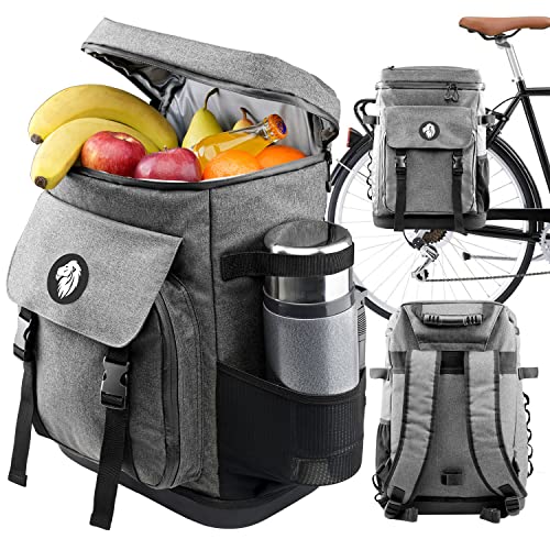 KHALISIA Kühltasche - Fahrrad Tasche einsetzbar als Gepäckträgertasche - Fahrradrucksack 30L - mit Picknickfach - ideal für Fahrradtouren, Wandern, Camping, Reisen etc.