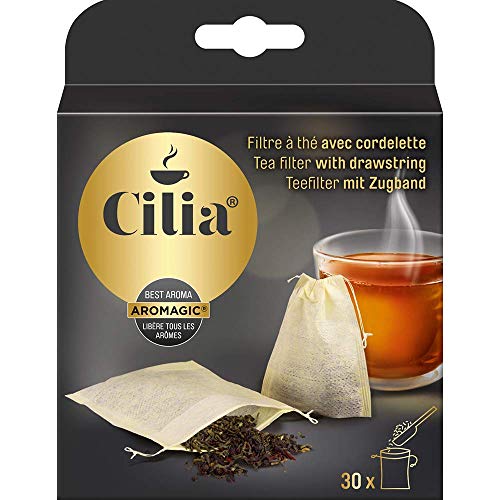 Cilia Teefilter mit Zugband, Papierfilter zur Verwendung ohne Halter, 1x 30 Stück, geeignet für losen Tee