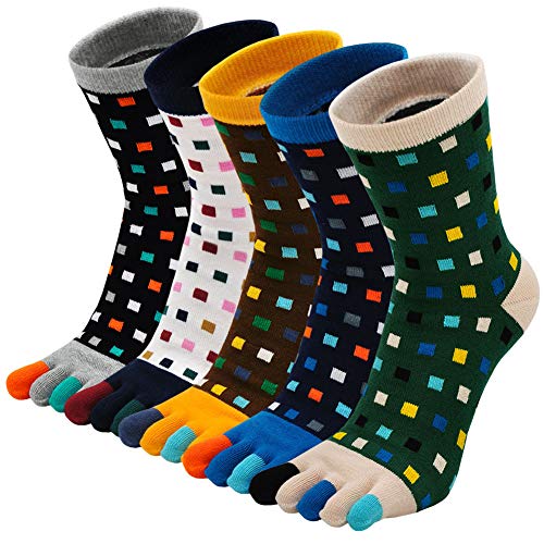 Zehensocken Herren Baumwolle Five Finger Socken, Winter Bunte Zehensocken Männer Socken mit Zehen für Sport Laufende, EU 39-44, 5 Paare