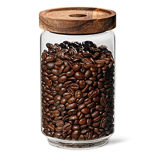 VIENESSO Kaffeedose luftdicht aus Glas (750 g) - Kaffeebohnen Behälter (Kaffee, Tee, Kakao, Nudeln u.a.) mit aromadichten Deckel für frische Kaffeebohnen - Vorratsdose Kaffebehälter