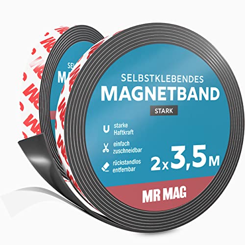 MrMag® Magnetband selbstklebend stark | 2er Set | hochwertiges Magnetklebeband ideal für Fliegengitter | 2x 3,5m | Magnetstreifen Typ A+B mit starkem Kleber