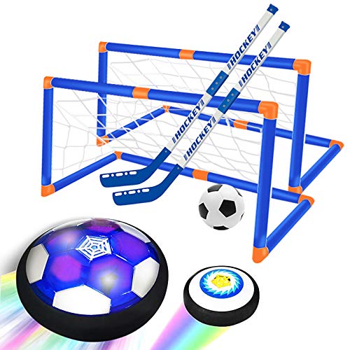 HIDMED Air Power Fußball Hover Ball Hockey Set, 3 Bälle 2 Schläge 2Fußballtore, Outdoor Indoor Spielzeug Geschenke für Kinder ab 3 Jahren