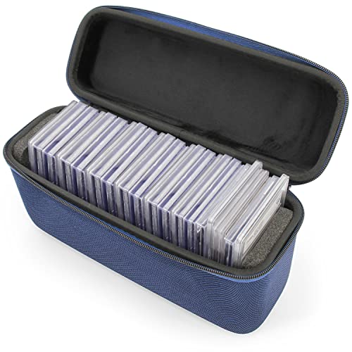 CASEMATIX Graded Card Case kompatibel mit 30+ BGS PSA abgestuften Sport-Sammelkarten oder One Touch, Hartschalen-Aufbewahrungsbox mit schützender individueller Karten-Tragetasche Design, Blau