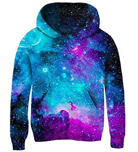 AIDEAONE Jungen Mädchen Galaxy Fleece Pullover Jacke Pullover Sweatshirts mit Taschen