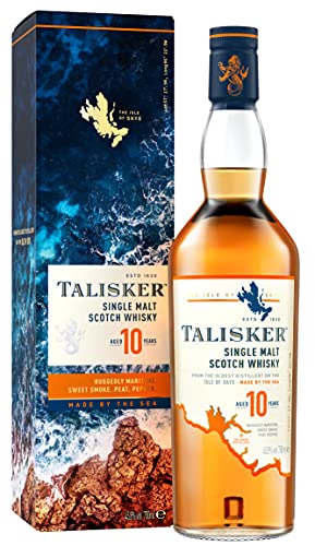 Talisker 10 Jahre | mit Geschenkverpackung | Preisgekrönter, aromatischer Single Malt Scotch Whisky | handverlesen von der schottischen Insel Skye | 45.8% vol | 700ml Einzelflasche |